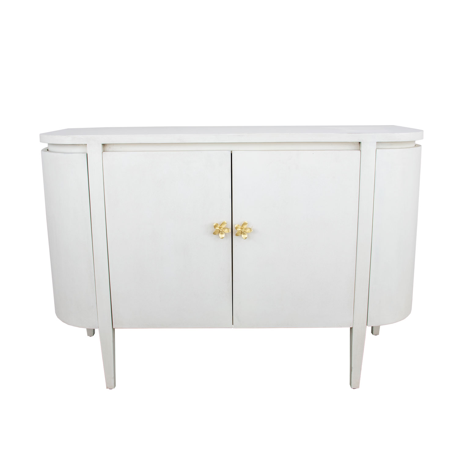 Octavia White Demilune Cabinet- Lillian Home