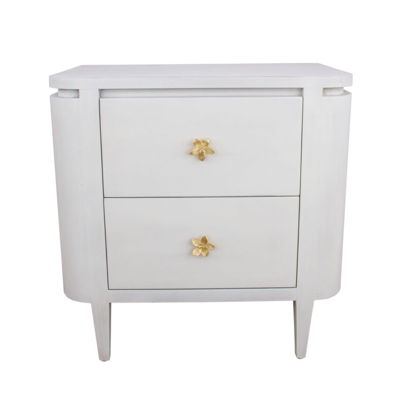 Octavia White Demilune Nightstand- Lillian Home