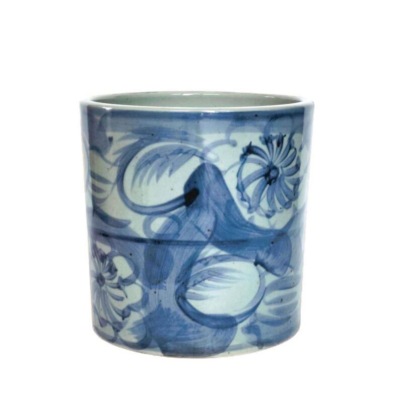 Blue & White Daisy Flower Orchid Pot