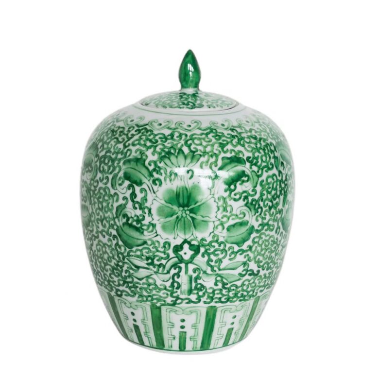 Spring Green Twisted Lotaus Porcelain Melon Jar