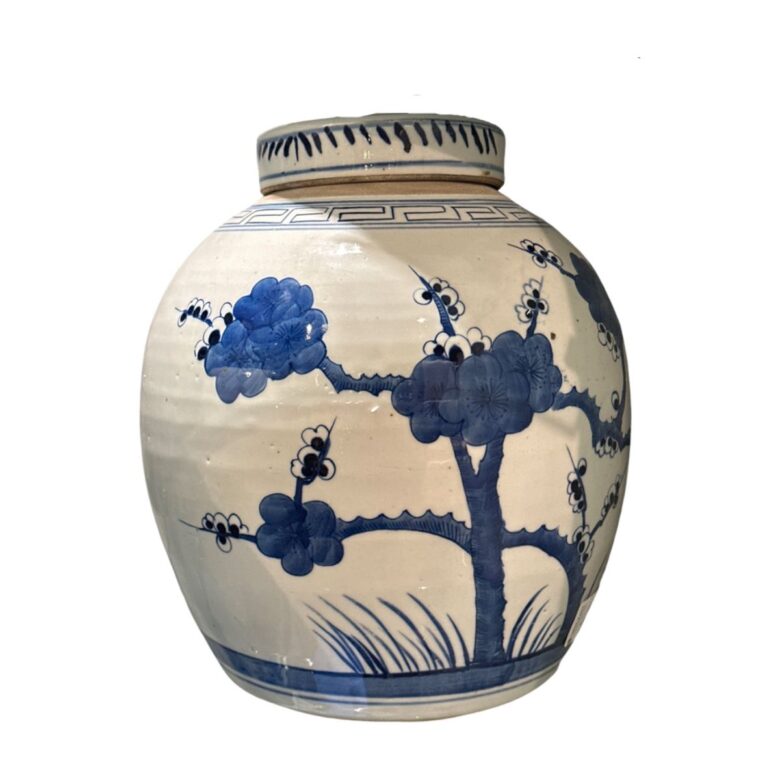 Blue & White Vintage Ming Jar Plum Blossom