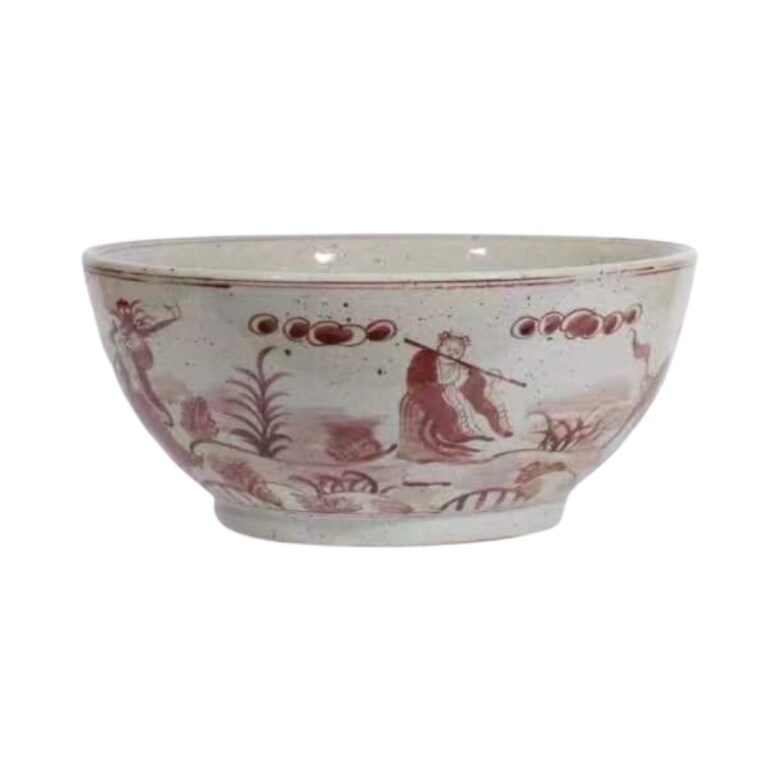 Rustic Maroon Red Bowl 8 Immortal Motif