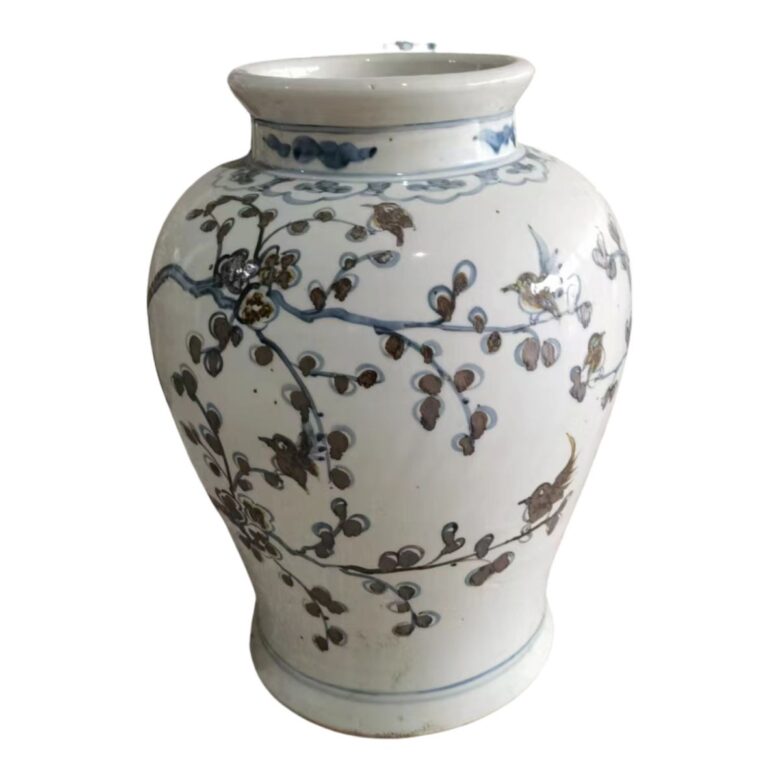 Indigo Plum Jar With Brown Bird