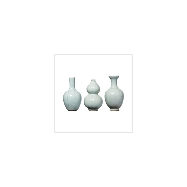 Crackle Celadon Bud Vases - Set of 3