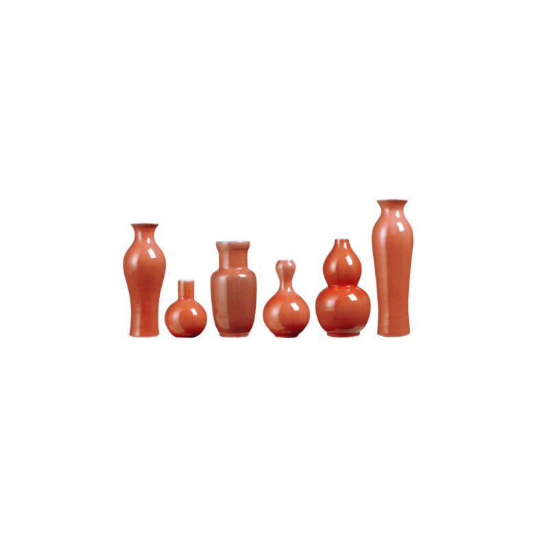 Assorted Vases Set of 6 - Orange Crackle