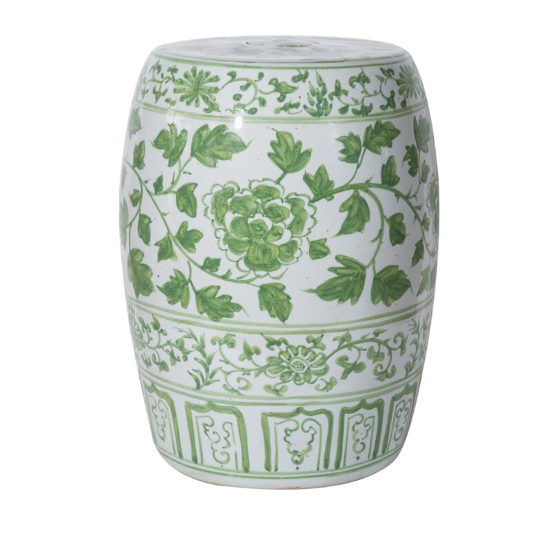 Mint Green Peony Porcelain Garden Stool