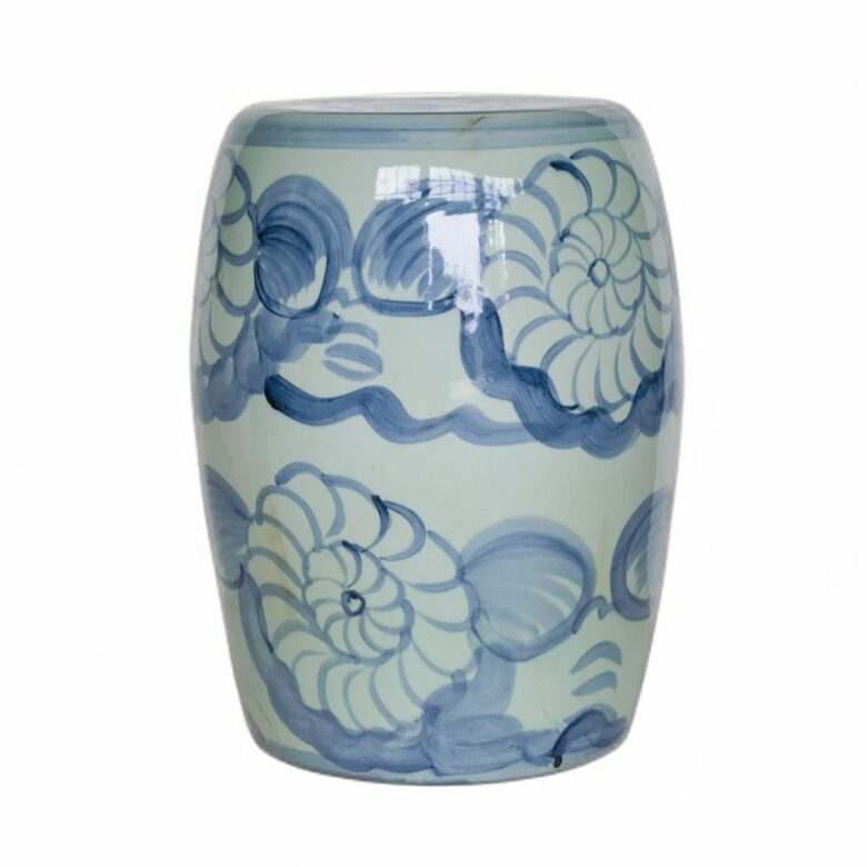 Blue & White Daisy Flower Porcelain Garden Stool