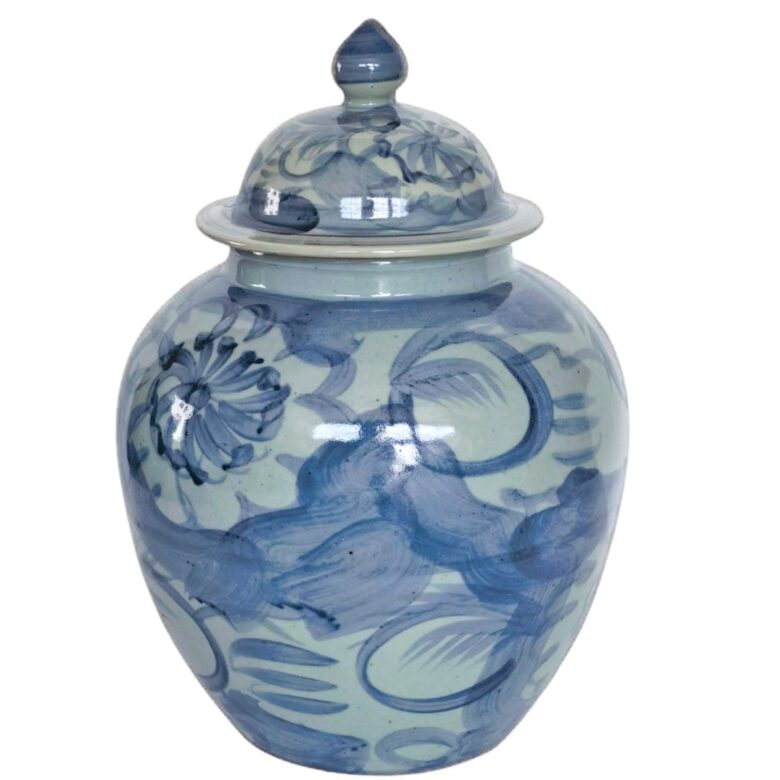 Blue & White Silla Flower Porcelain Lidded Jar