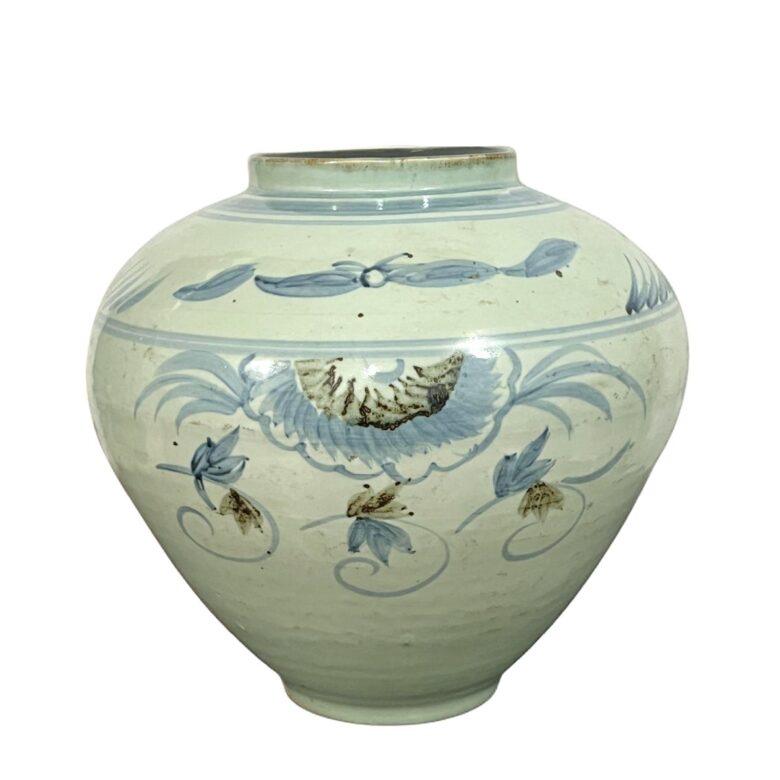 Blue & White Weed Flower Porcelain Jar