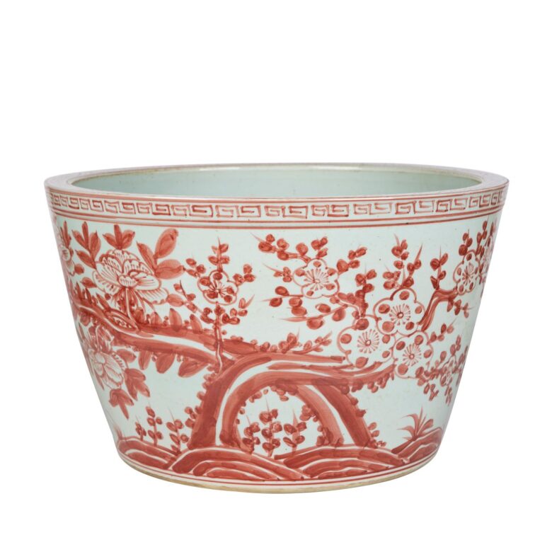 Coral Red Peony Basin Planter