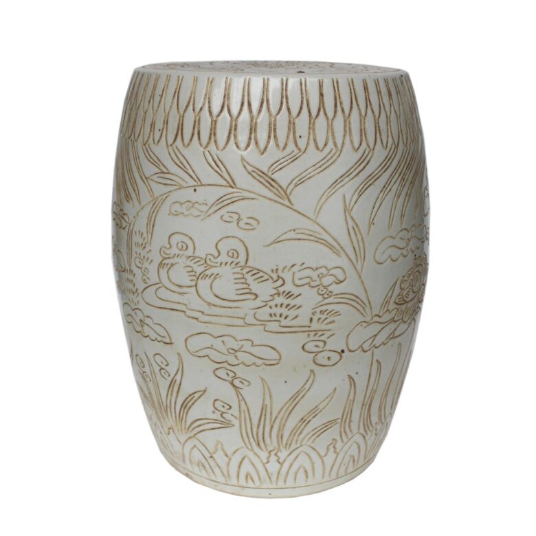 Mandarin Ducks Carving Porcelain Garden Stool