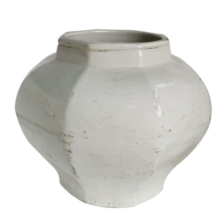 White Crackle Octagonal Jar