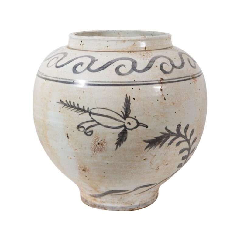 Vintage White Crackle Flying Bird Jar