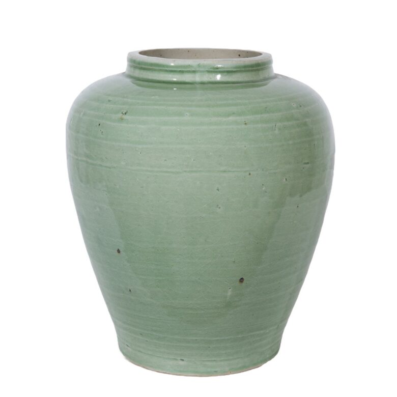 Mint Green Crackle Wide Shoulder Jar