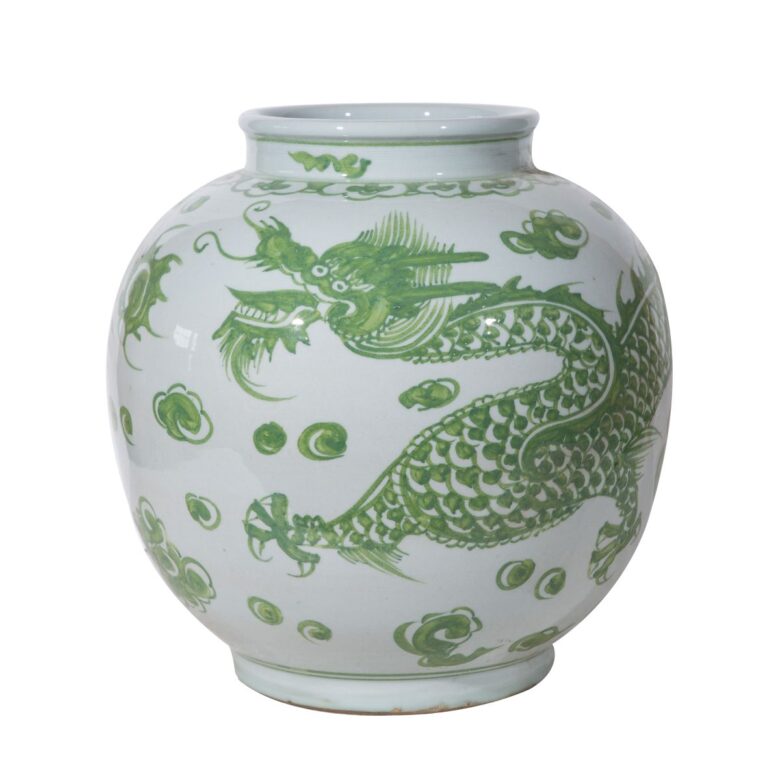 Mint Green Dragon Open Top Jar