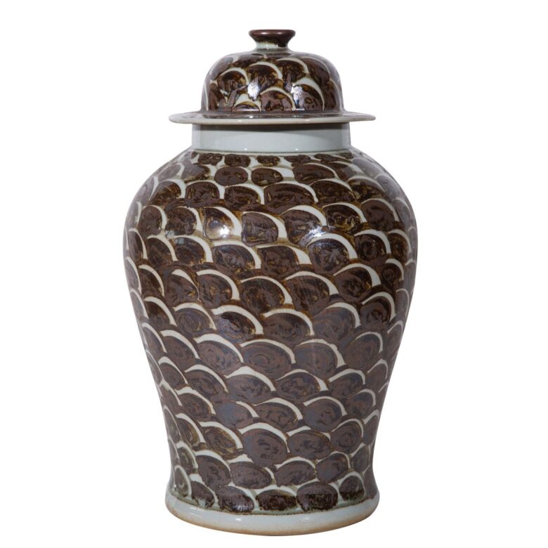 Rusty Brown Fish Scale Temple Jar Large - Small