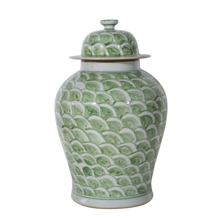 Mint Green Fish Scale Temple Jar - Small