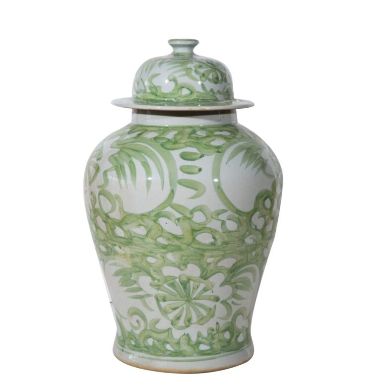 Spring Green Sea Flower Temple Jar Large