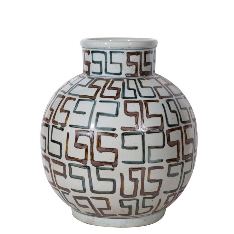 Indigo & Brown Straight Neck Maze Jar