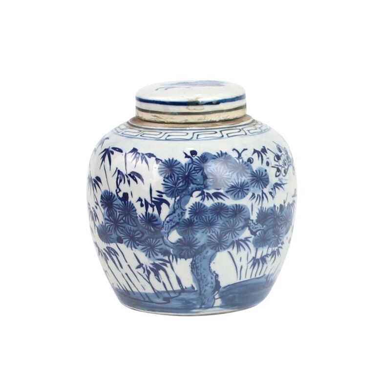 Blue And White Mini Jar Pine Tree