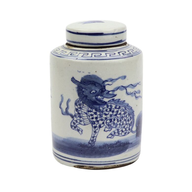 Blue And White Mini Tea Jar Kirin -