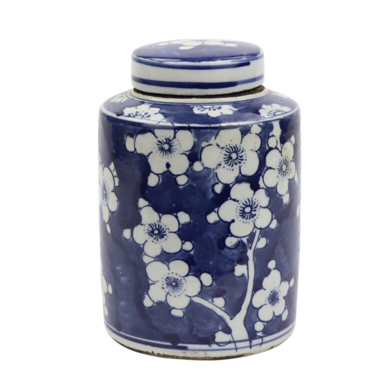 Blue And White Mini Tea Jar Blue Plum