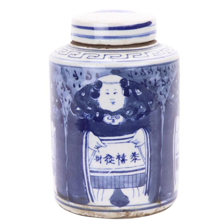 Blue And White Mini Tea Jar Lucky Boy