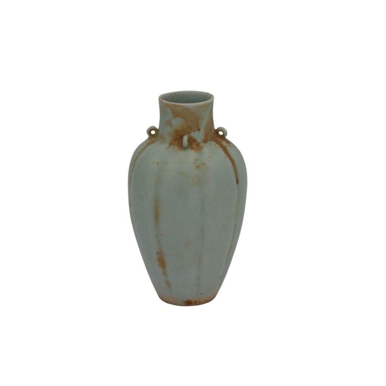 Celadon Fluted Four Ear Vase