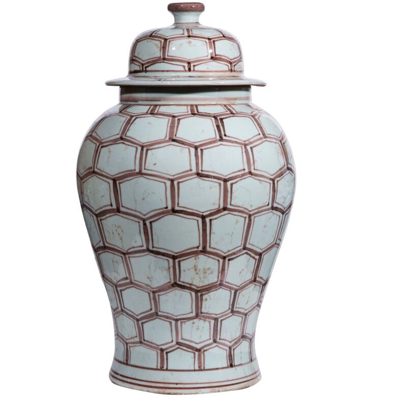 Copper Red Honeycomb Temple Jar