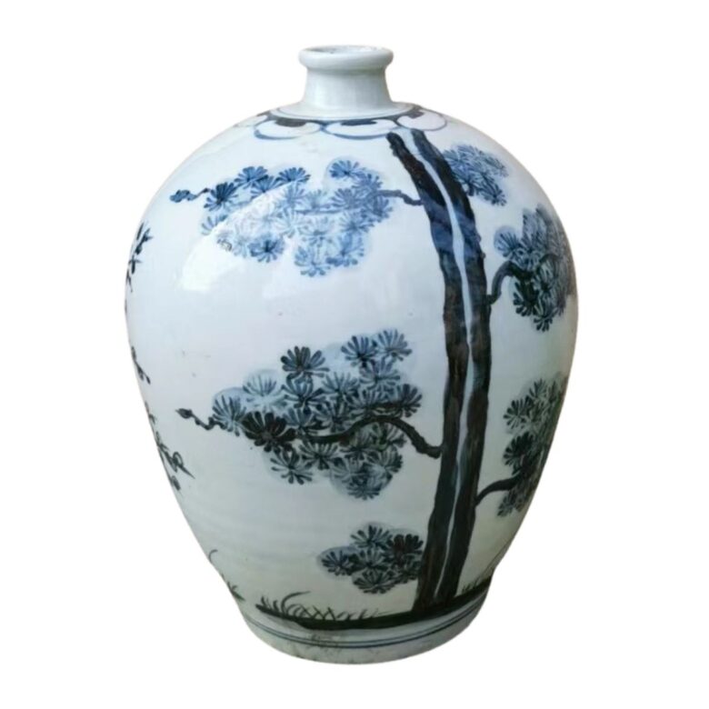 Indigo Pine Tree Small Vase