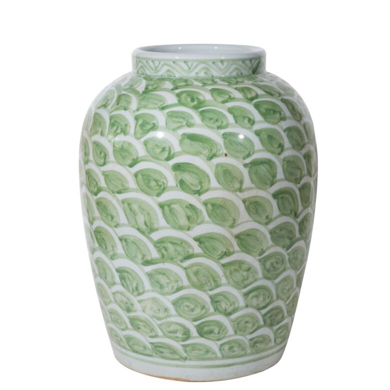 Mint Green Fish Scale Porcelain Jar