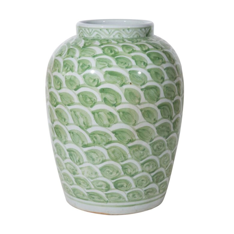 Mint Green Fish Scale Porcelain Jar - Small