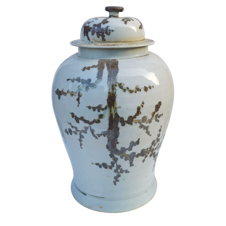 Rusty Brown Weeping Plum Temple Jar