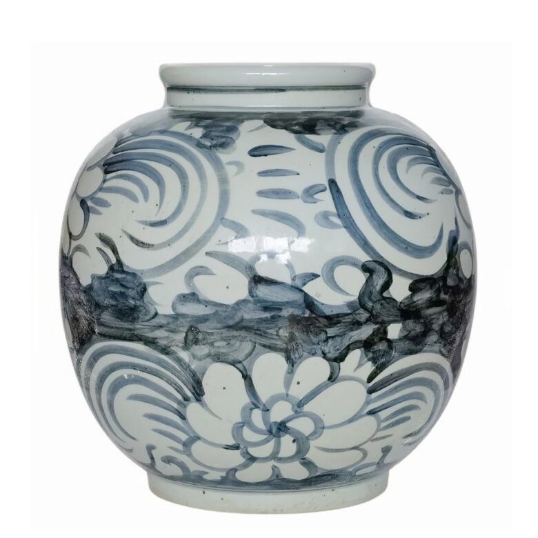 Blue & White Sea Flower Porcelain Kiwi Pot