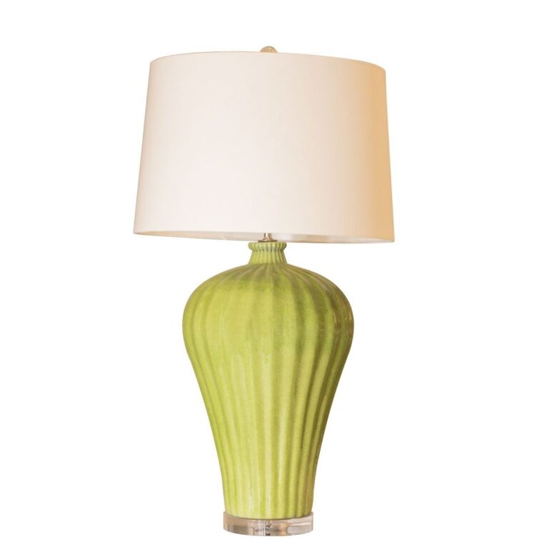 Lime Green Lamp Fluted Plum Vase Shape